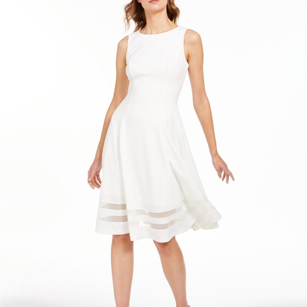 Calvin Klein Fit & Flare Illusion Hem Dress Midi